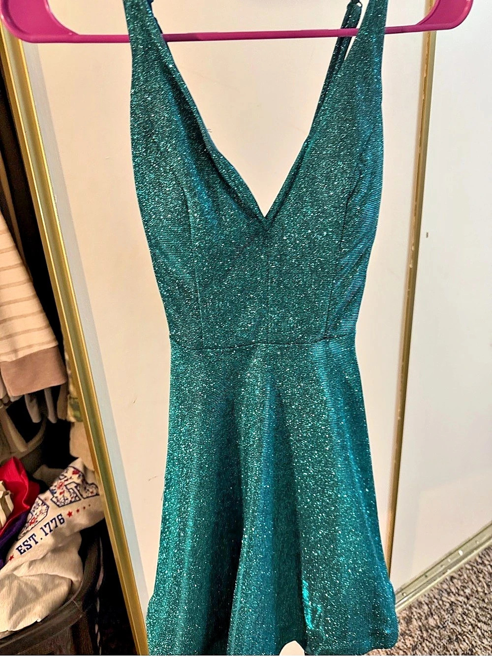 City vibe Sparkly Mini Dress in Green NWOT size 0